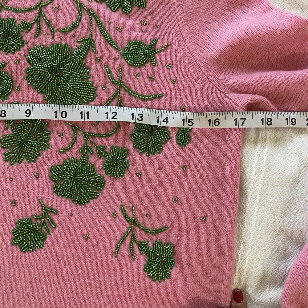 Boden Beaded Alpaca Wool Pullover‎ Sweater Size 4 Pink Green Fairy Cottage - Picture 5 of 7